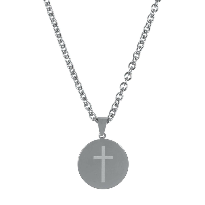 Jeremiah 29:11 Disc Cross Stainless Steel Necklace