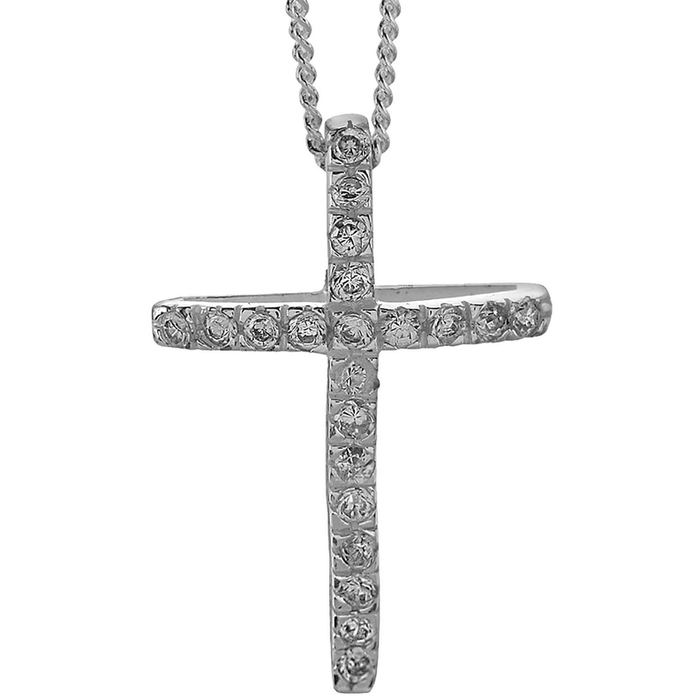 Open Bow Silver Plated Cross Necklace