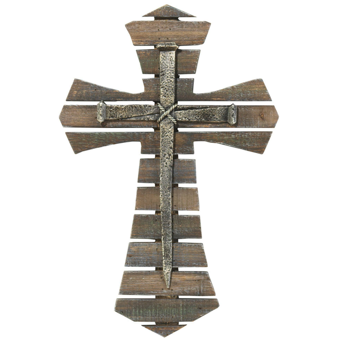 Wood Wall Cross Nails Resin