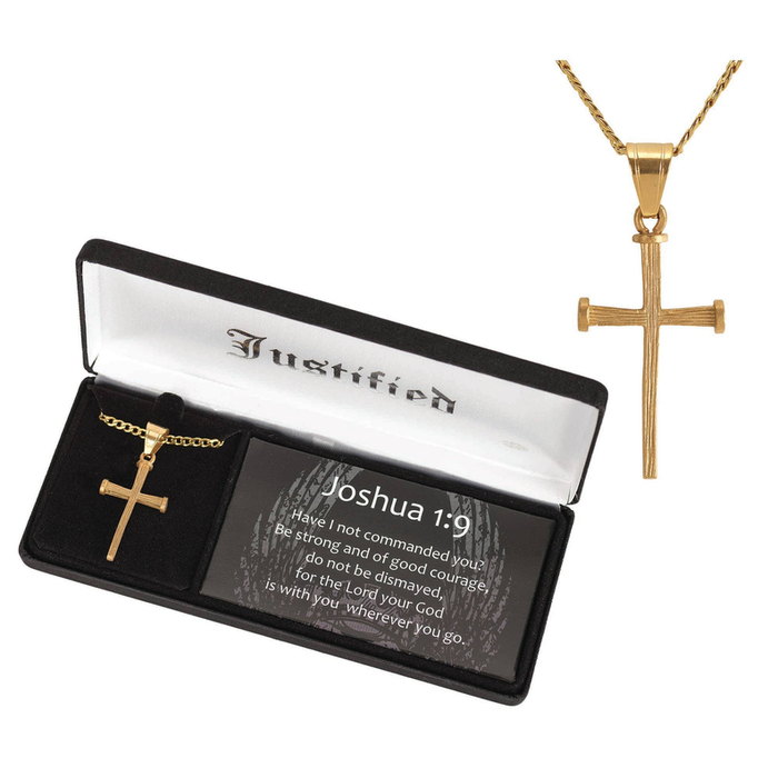 Men's Plated Stainless Steel Nail Cross Necklace