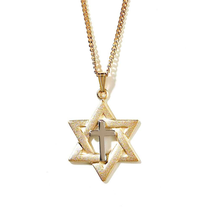 Plated Star Of David With Silver Plated Cross Necklace