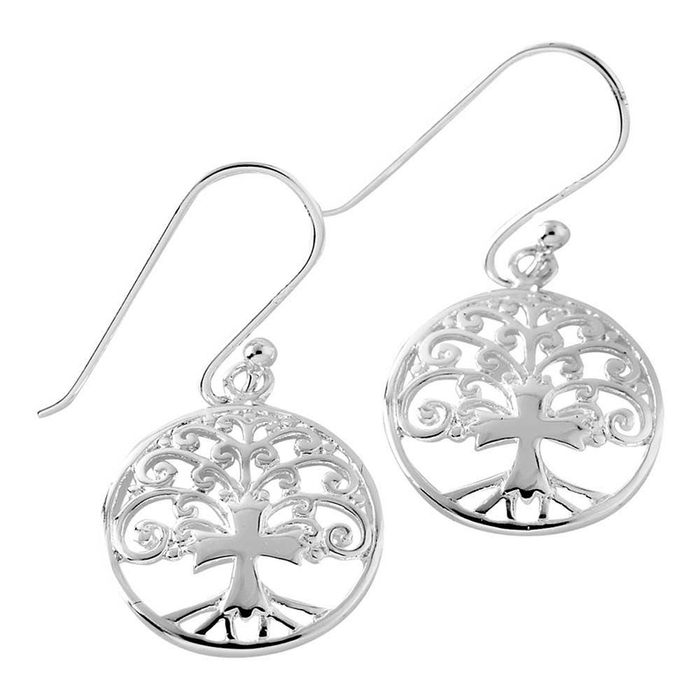 Silver Plated Tree Of Life Earrings