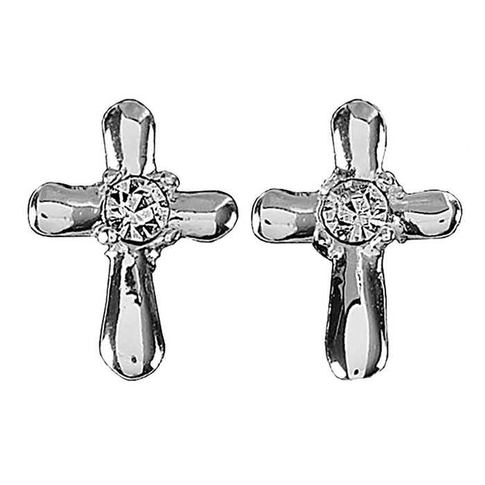 Silver Plated Petal Cross Earrings