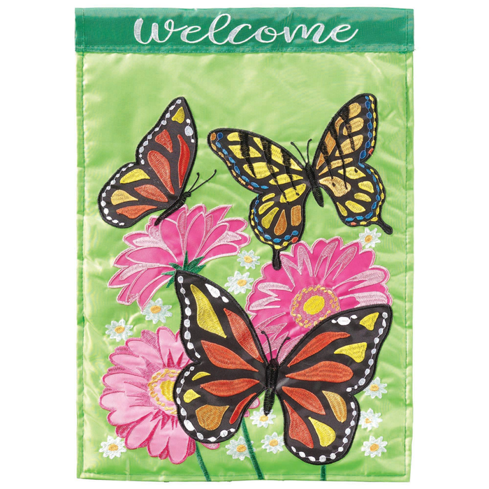 Butterflies And Flowers Flag Poly Garden