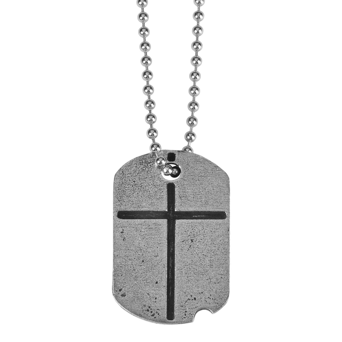 Nk Dogtagcross Jos 1:9b Pewter