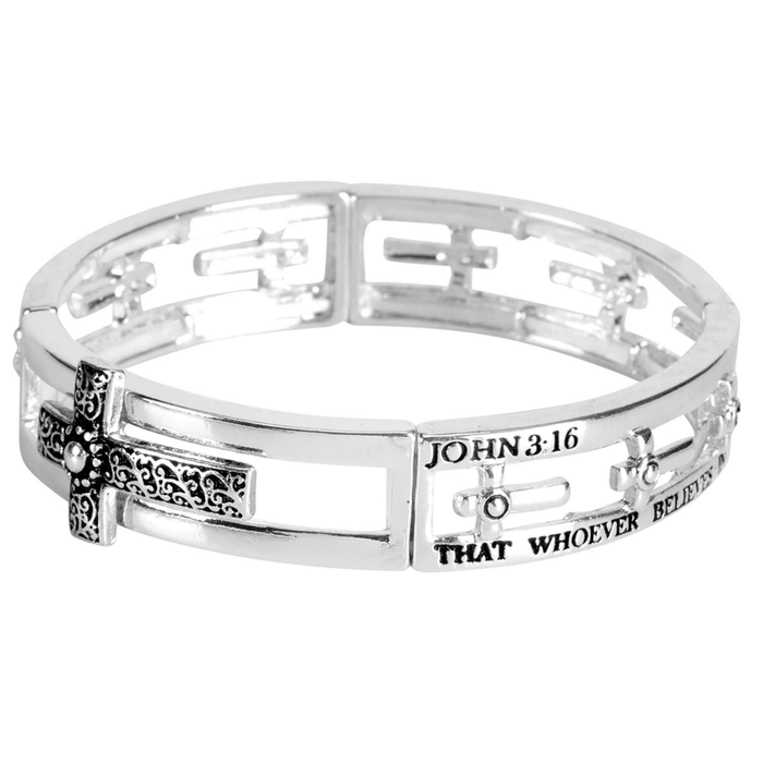 Stretch Bracelet John 3:16 Cross