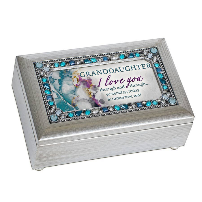 Granddaughter Petite Silver Jeweled Music Box