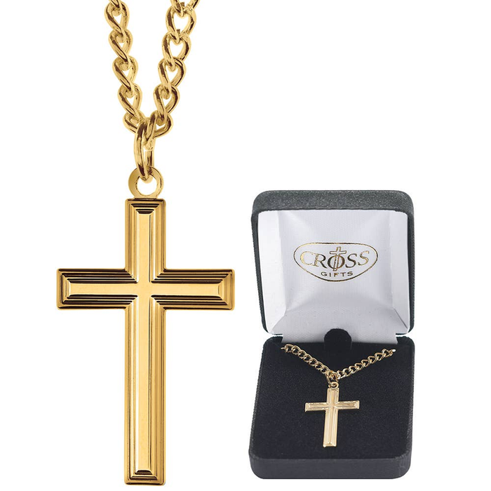 Plated Box Cross Necklace
