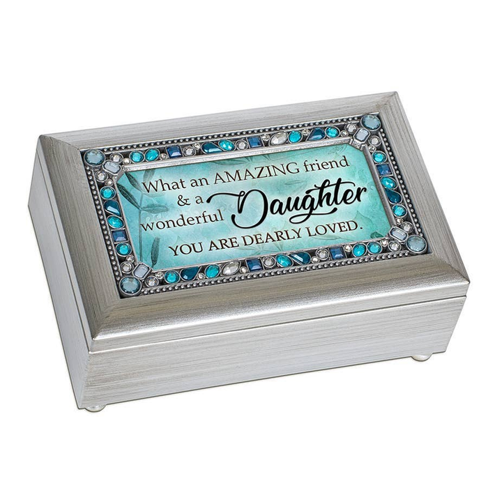 Daughter Petite Silver Jeweled Music Box