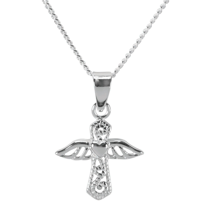 Angel/heart Silver Plate  Chain