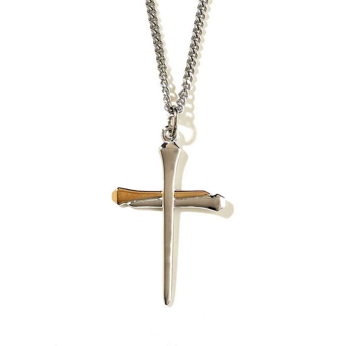 And Silver Plated Double Cross Necklace