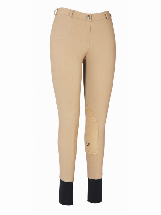 Tuffrider Ladies Ribb Lowrise Pull-on Knee Patch Breeches