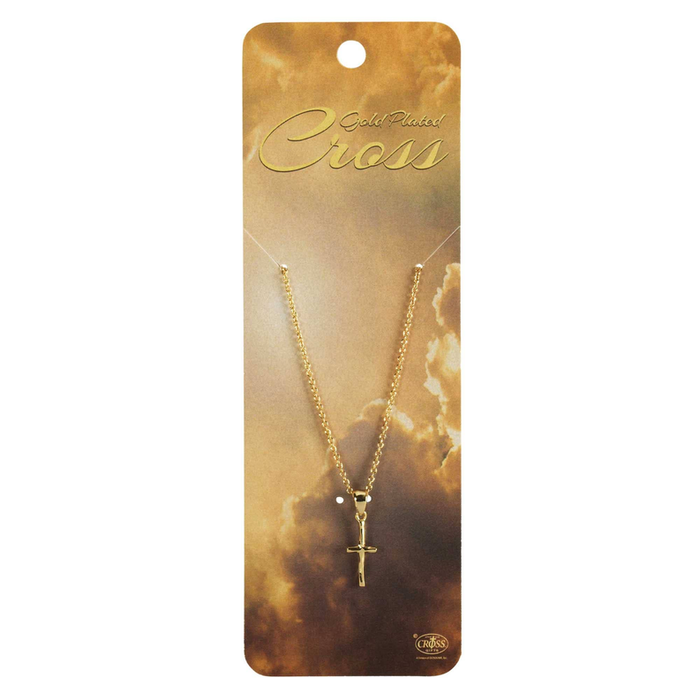 Necklace Etched Box Cross Plated