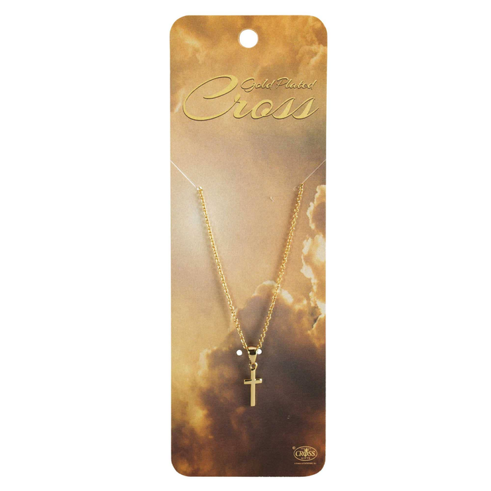 Necklace Mini Box Cross Plated 18in