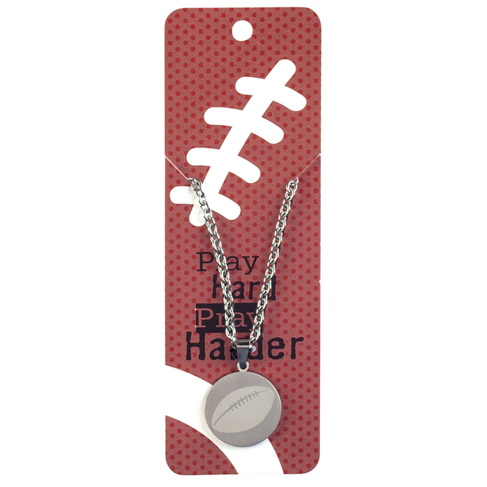 Necklace Football Pray Hard Him Ssteel