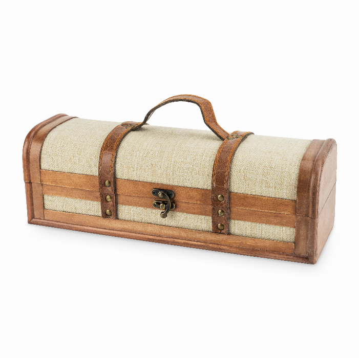 1-bottle Vintage Striped Trunk Wine Box By Twine