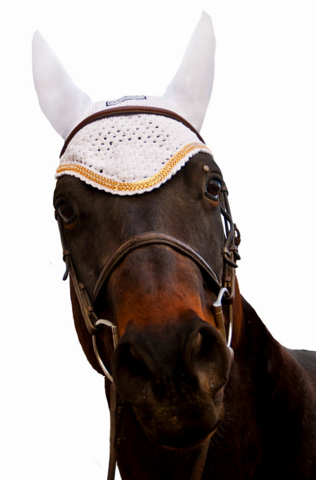 Equine Couture Fly Bonnet With Gold Chain