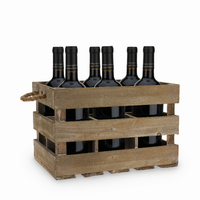 Wooden 6-bottle Crate By Twine