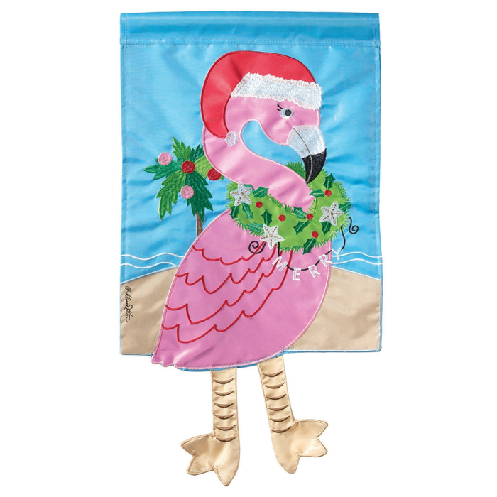 Christmas Flamingo Crazy Leg Flag