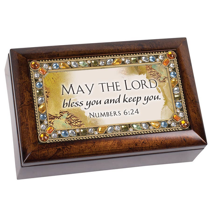 May The Lord Petite Amber Jeweled Music Box