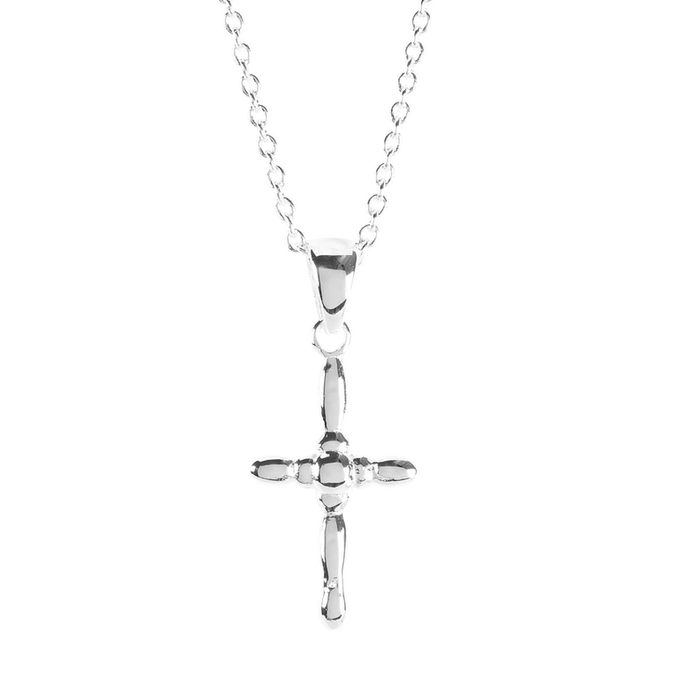 Necklace Petal Cross Silver Plate