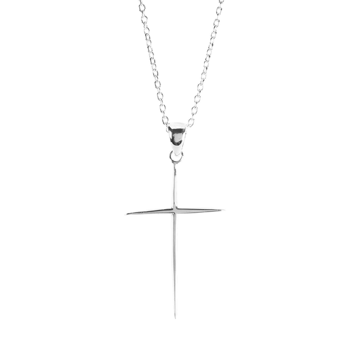 Necklace Star Cross Silver Plate