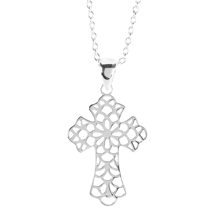 Necklace Wide Open Bud Cross