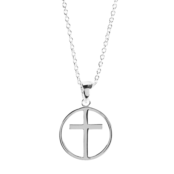 Necklace Open Circle With Cross