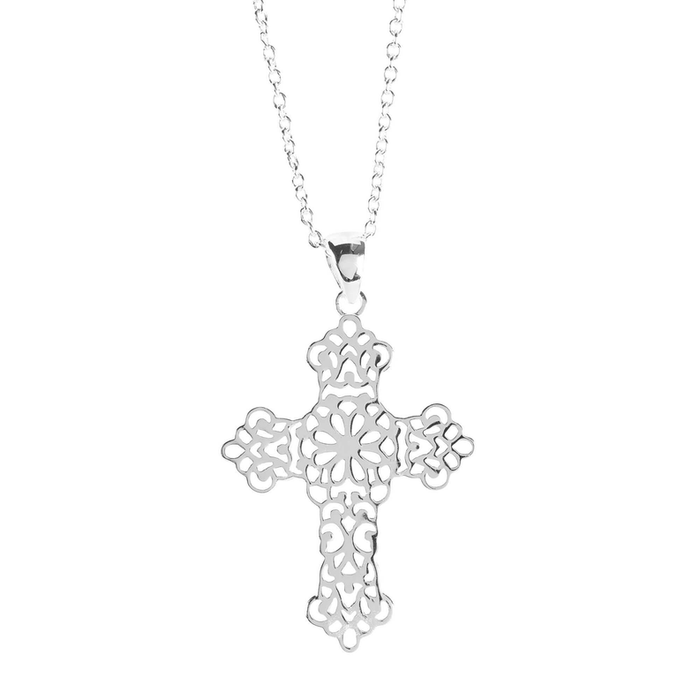 Necklace Large Open Bud Cross