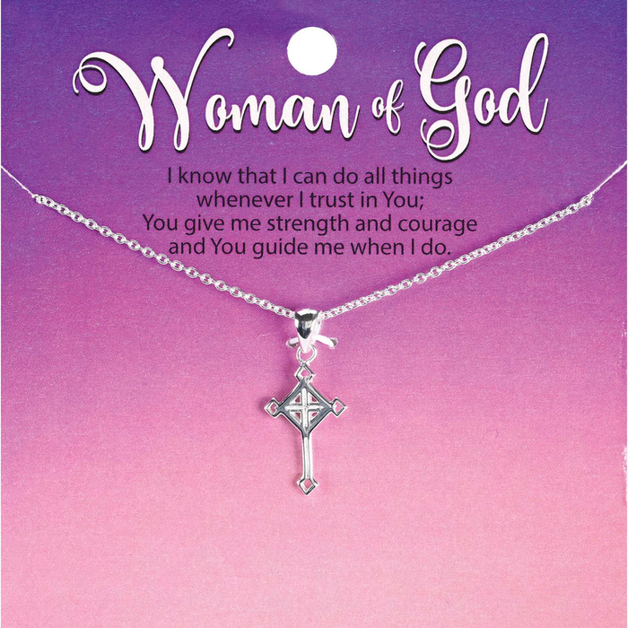 Necklace Diamond Cross Silver Plate