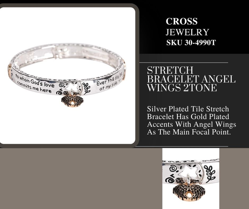 Stretch Bracelet Angel Wings 2tone
