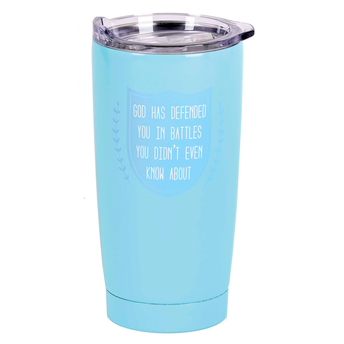 Tumbler God Has Defended You Teal 20 Oz