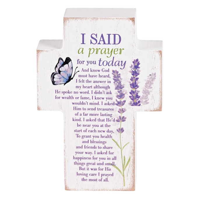 Tabletop Plaque Cross I Said Prayer 3x4