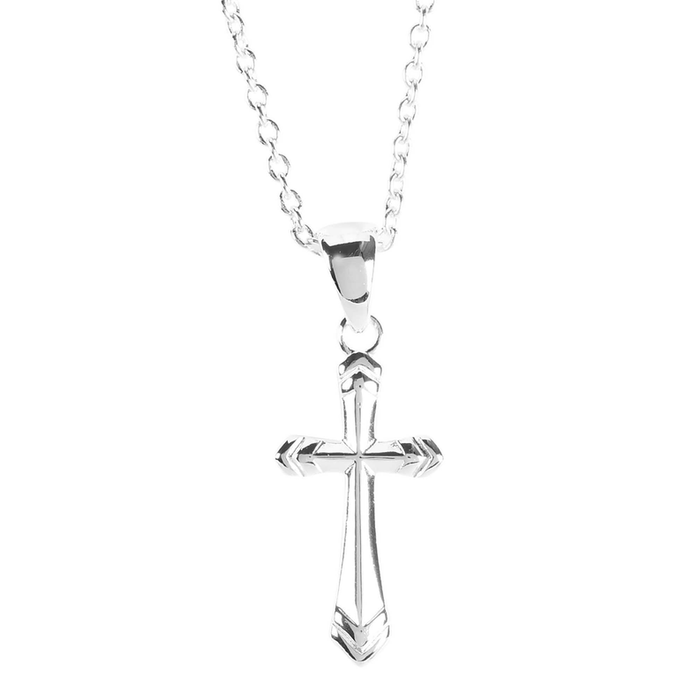 Necklace Small Taper Cross Silver Plate