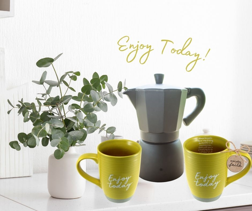 Coffee Mug Enjoy Today Mustard Yellow