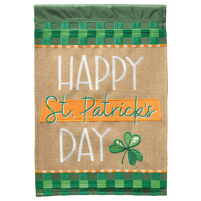 Flag Happy St Patricks Day Burlap 13x18