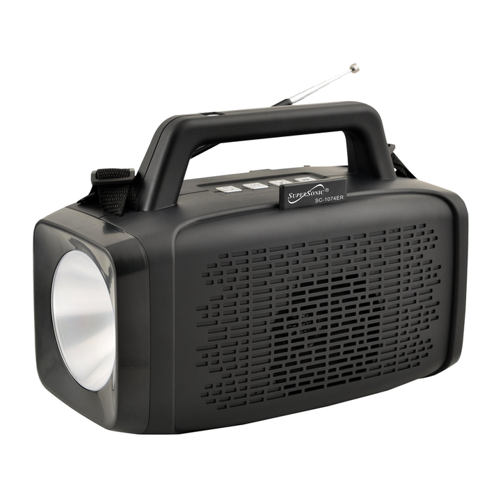 Solar Power Speaker With Fm Radio & Led Flashlight