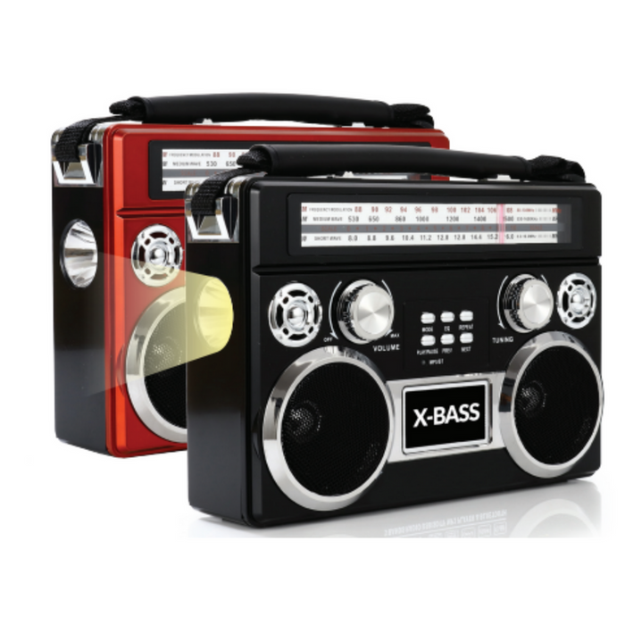 Portable 3 Band Radio With Bluetooth And Flashlight