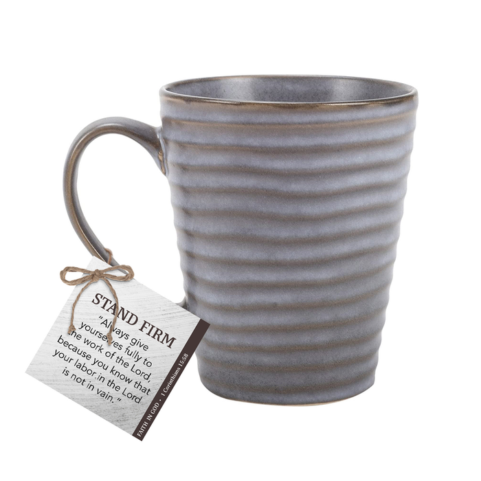 Ceramic Mugs (4pk) Christian Grey Ribbed