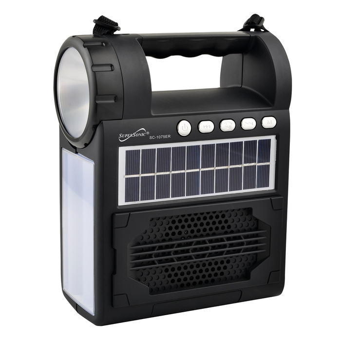 Solar Power Speaker With Fm Radio / Flashlight / Lantern