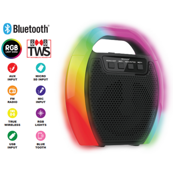 6.5" Portable Bluetooth Speaker With Rgb Handle