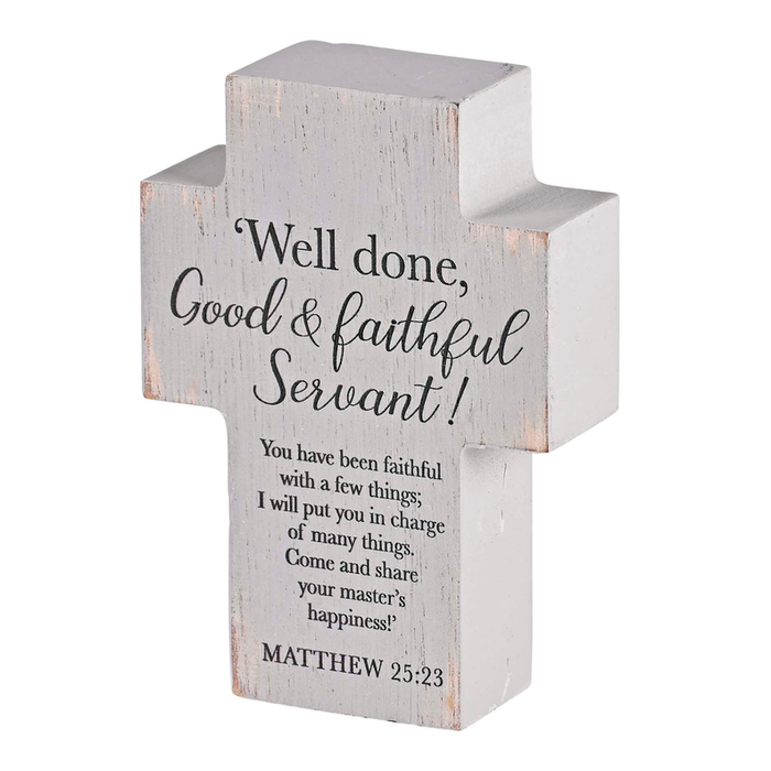 Tabletop Plaque Cross Faithfull Servant