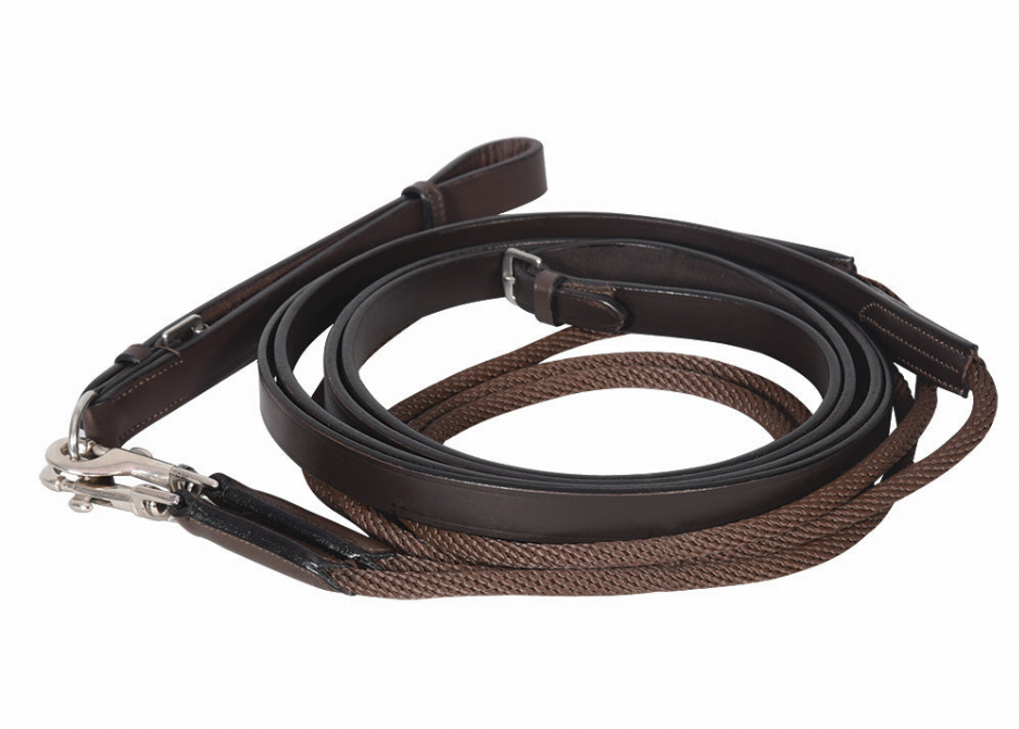 Henri De Rivel Advantage Draw Reins - Rounded Nylon / Leather Snap