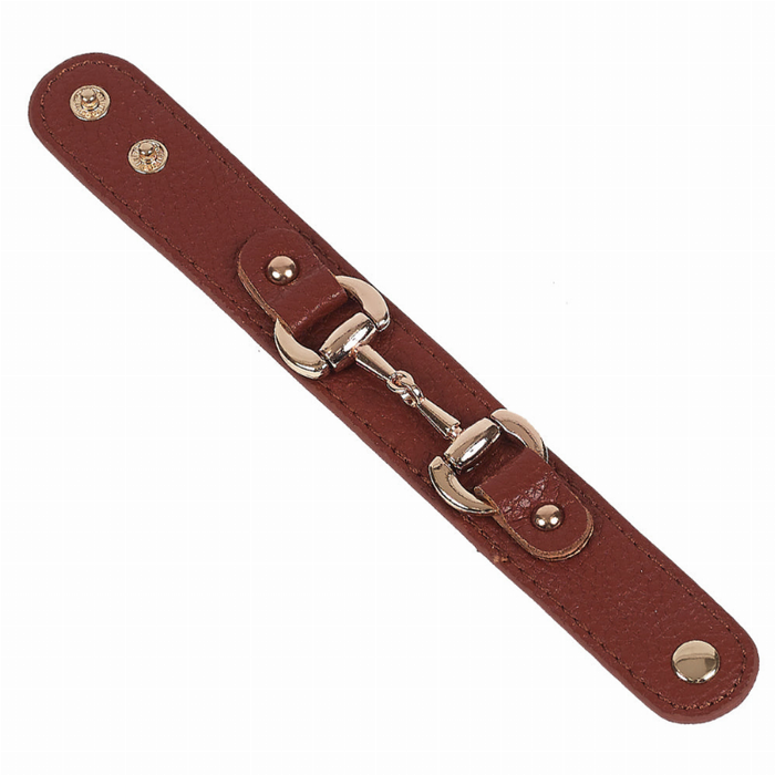 Awst Int'l Leather Withgold Tone Snaffle Bit Bracelet