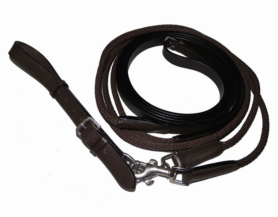 Henri De Rivel Advantage Draw Reins - Rounded Nylon / Leather Snap