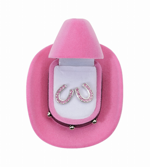 Awst Int'l Horseshoes Earrings Withcolorful Cowboy Hat Box