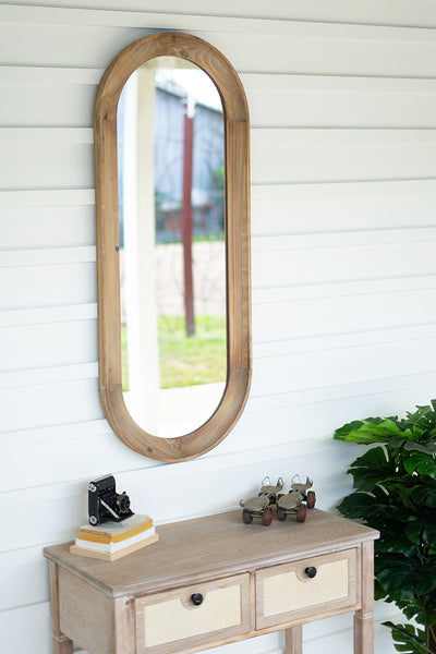 Oval Wood Framed Mirror