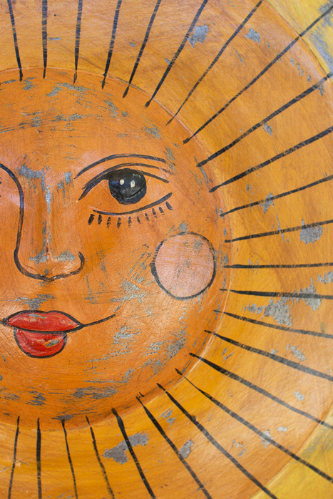 Hand-hammered Recycled Metal Sun Face