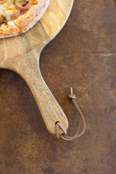 Large Round Mango Serving Board With Handle