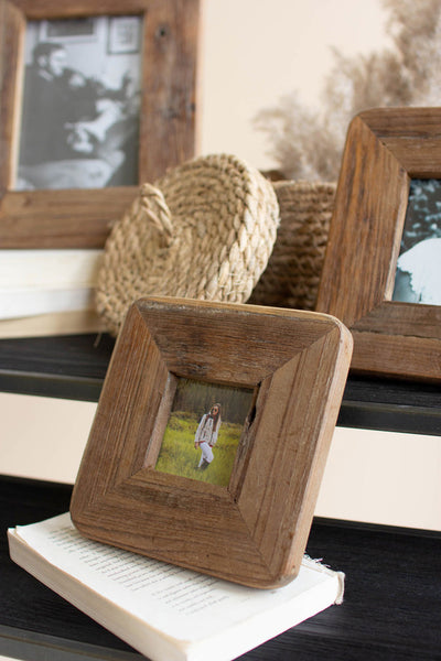 Set Of Three Recycled Wood Photo Frames